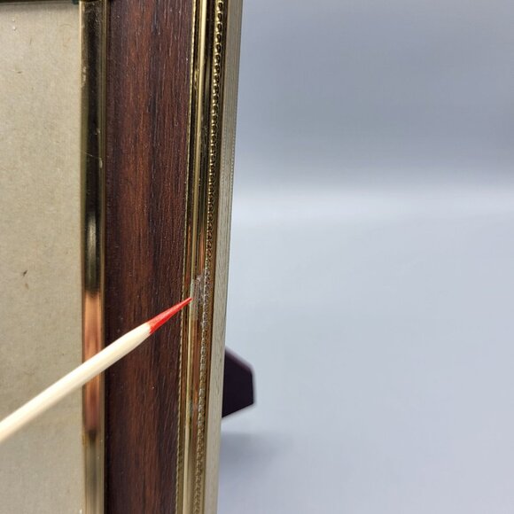 Vintage Picture Photo Frame Brass Gold Faux Wood Metal Ornate Standing - Picture 8 of 9